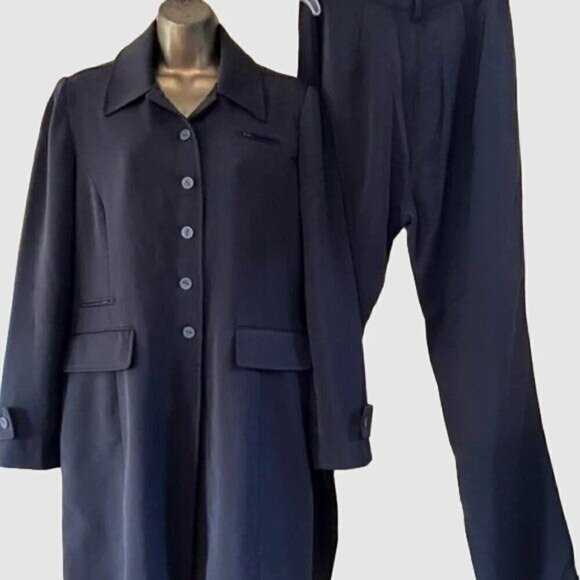 Y2K Halston Suit 10 Long Blazer Wide Leg Pants Minimalist Capsule Luxury - Picture 1 of 13